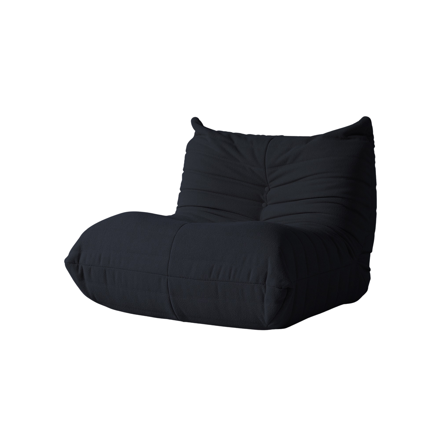 Black bean bag chair on a white background