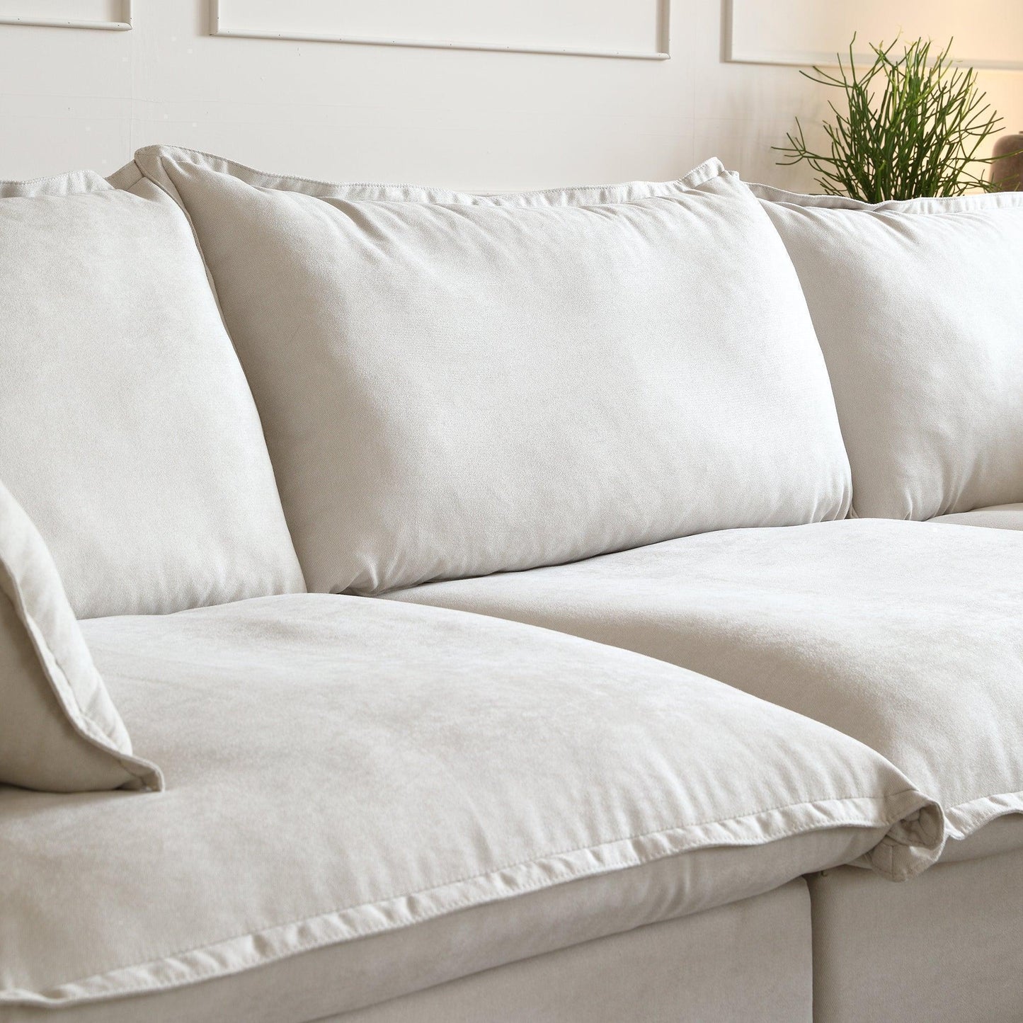 Close-up of a white sofa