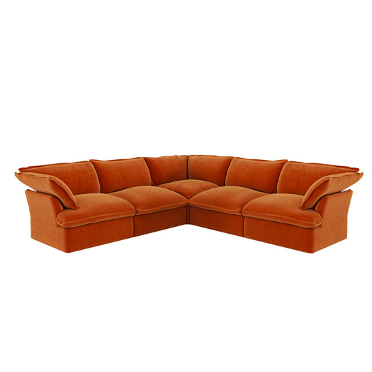 Orange corner sectional sofa on a white background