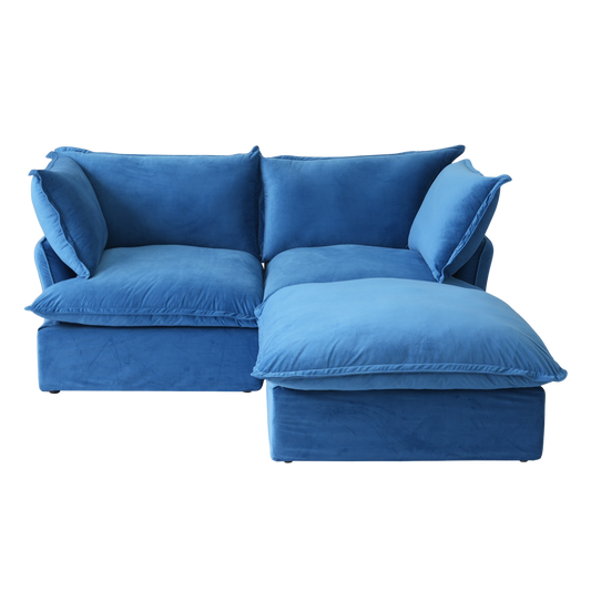 Blue sectional sofa on a white background