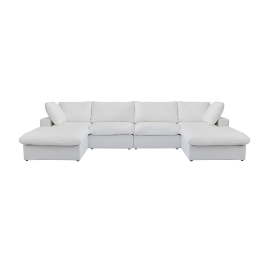 White U-shaped sectional sofa on a white background