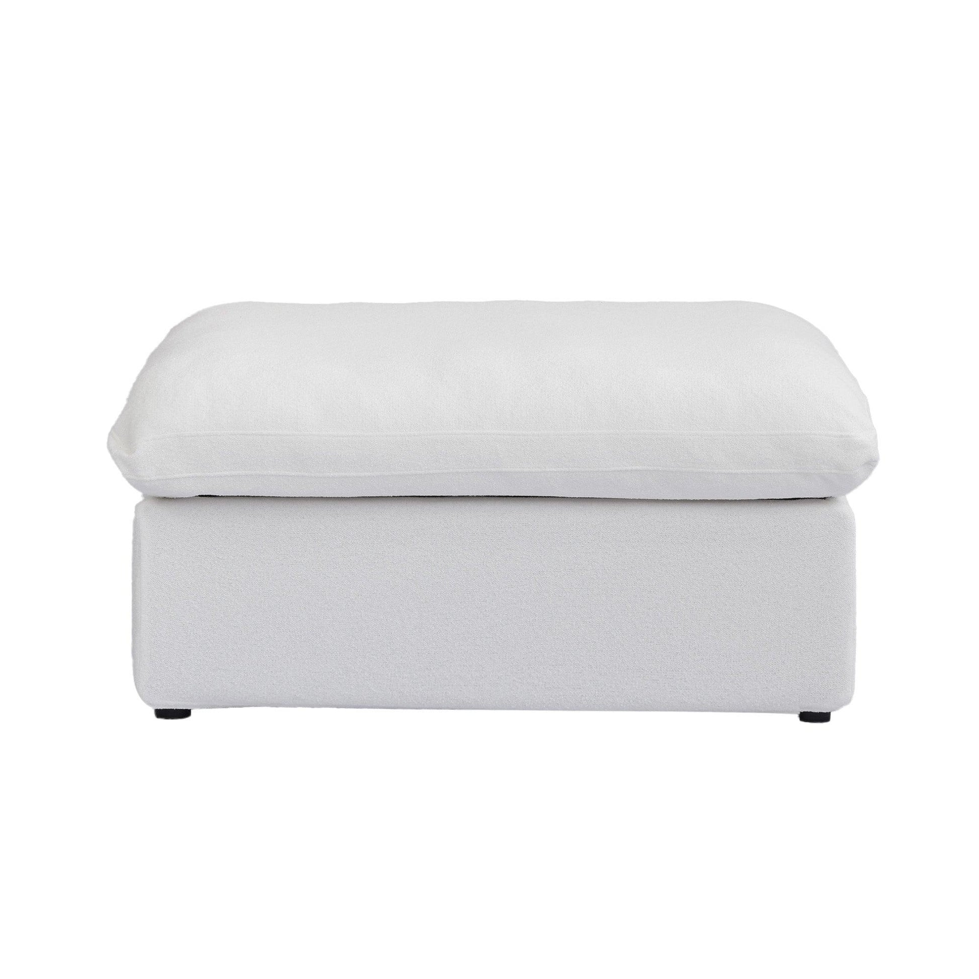 White ottoman with a hidden storage on a white background