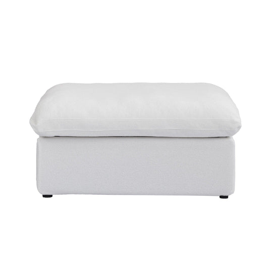White ottoman with a hidden storage on a white background