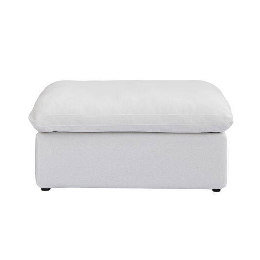 White ottoman with a hidden storage on a white background