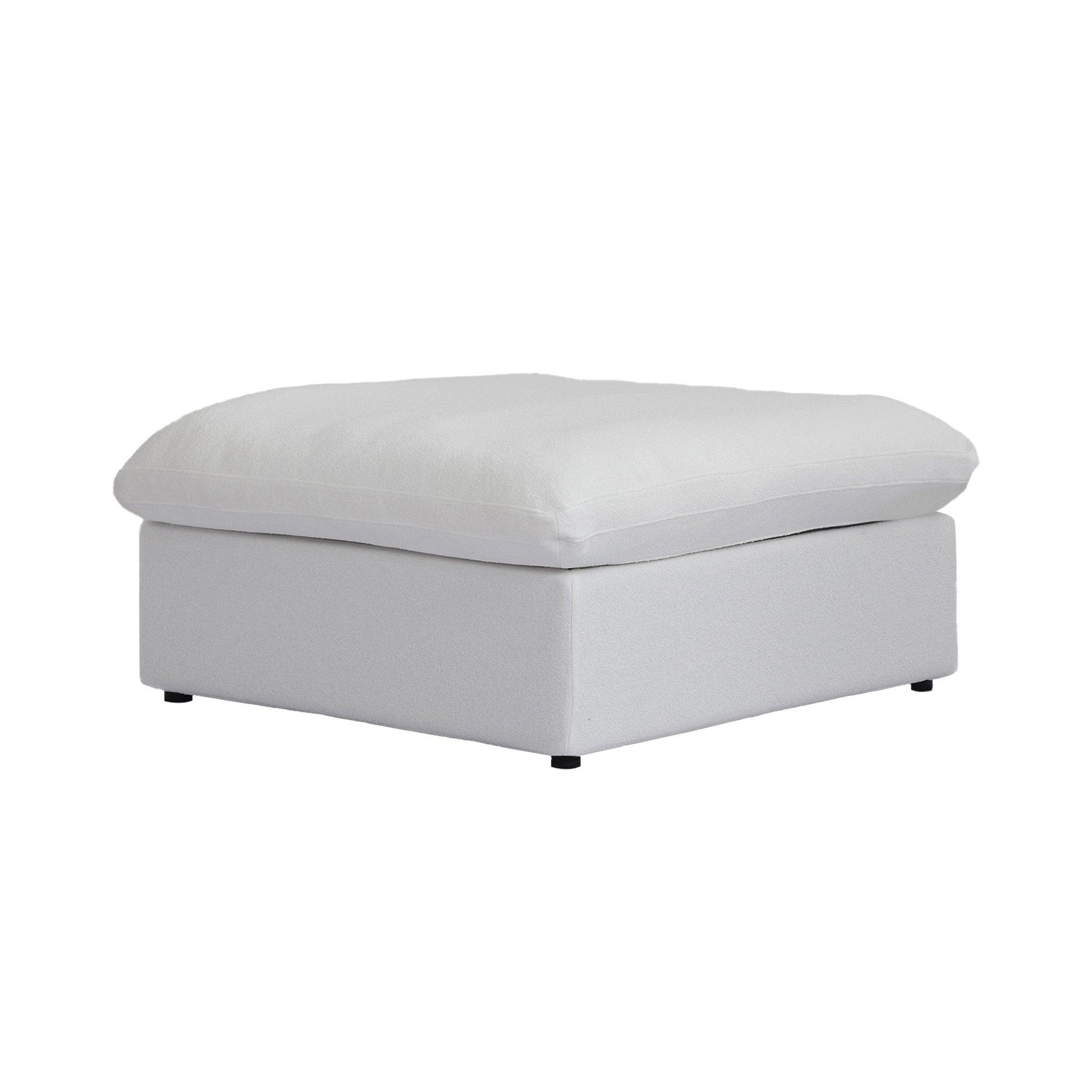 White ottoman with a hidden storage on a white background