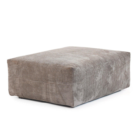 A brown corduroy modular ottoman with removable covers, presented in a minimalist style against a white background.