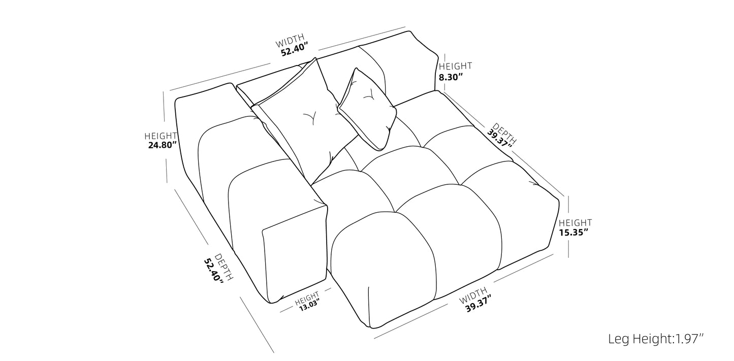 Customizable Modular Sofa with Wide Armrests and Accent Pillows | Strata Modular