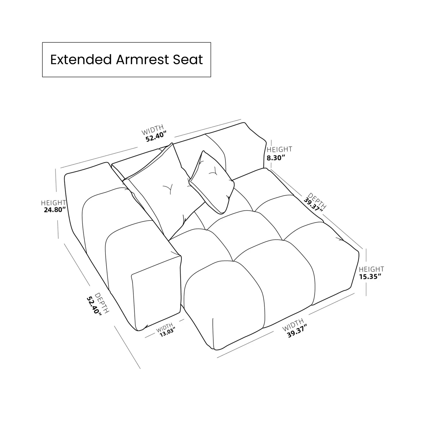 Extended Armrest Seat Interchangeable