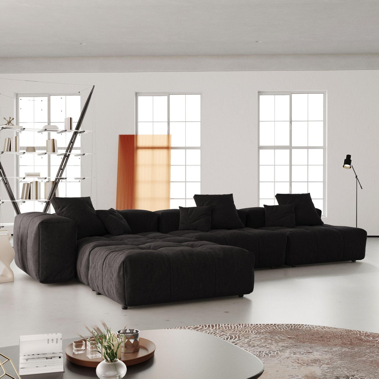 L-Shaped Cotton Linen Modular Sectional Sofa | Strata Modular - Divan Dreams