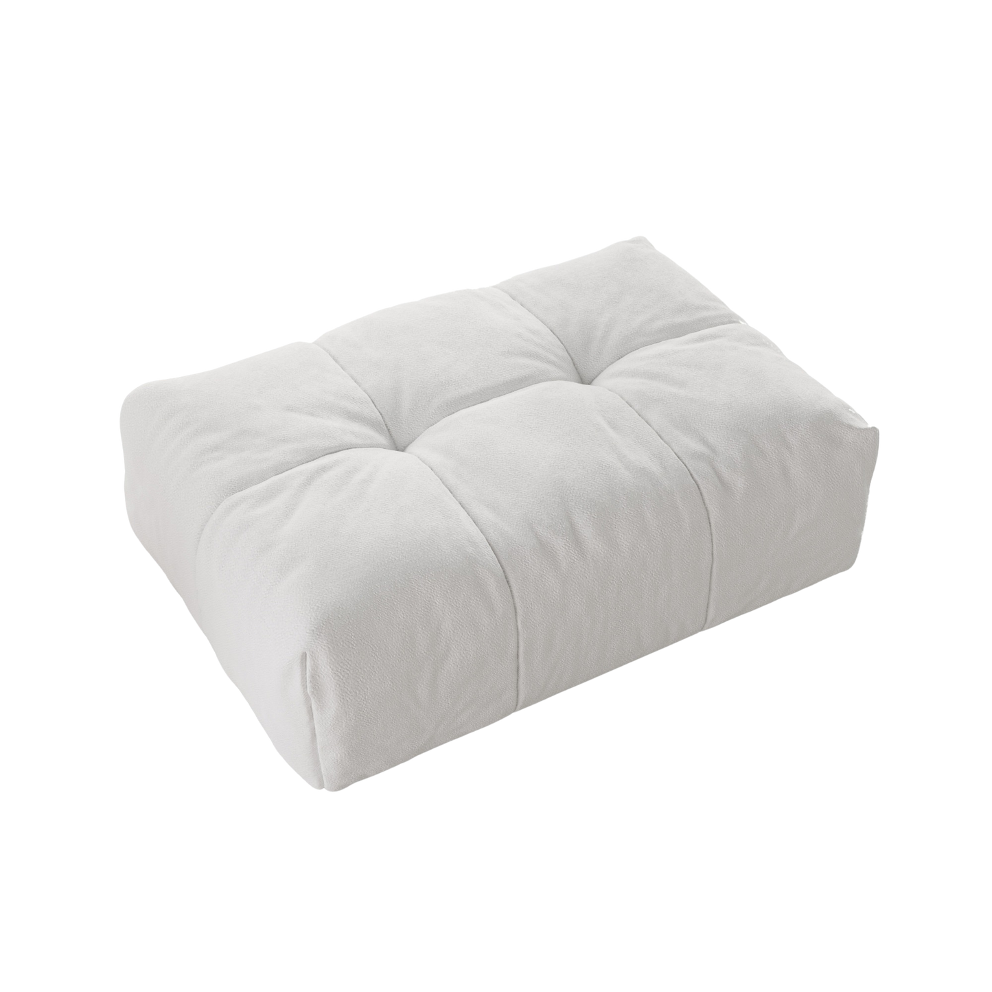 Rectangular white ottoman on a white background