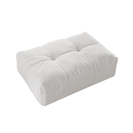 Rectangular white ottoman on a white background
