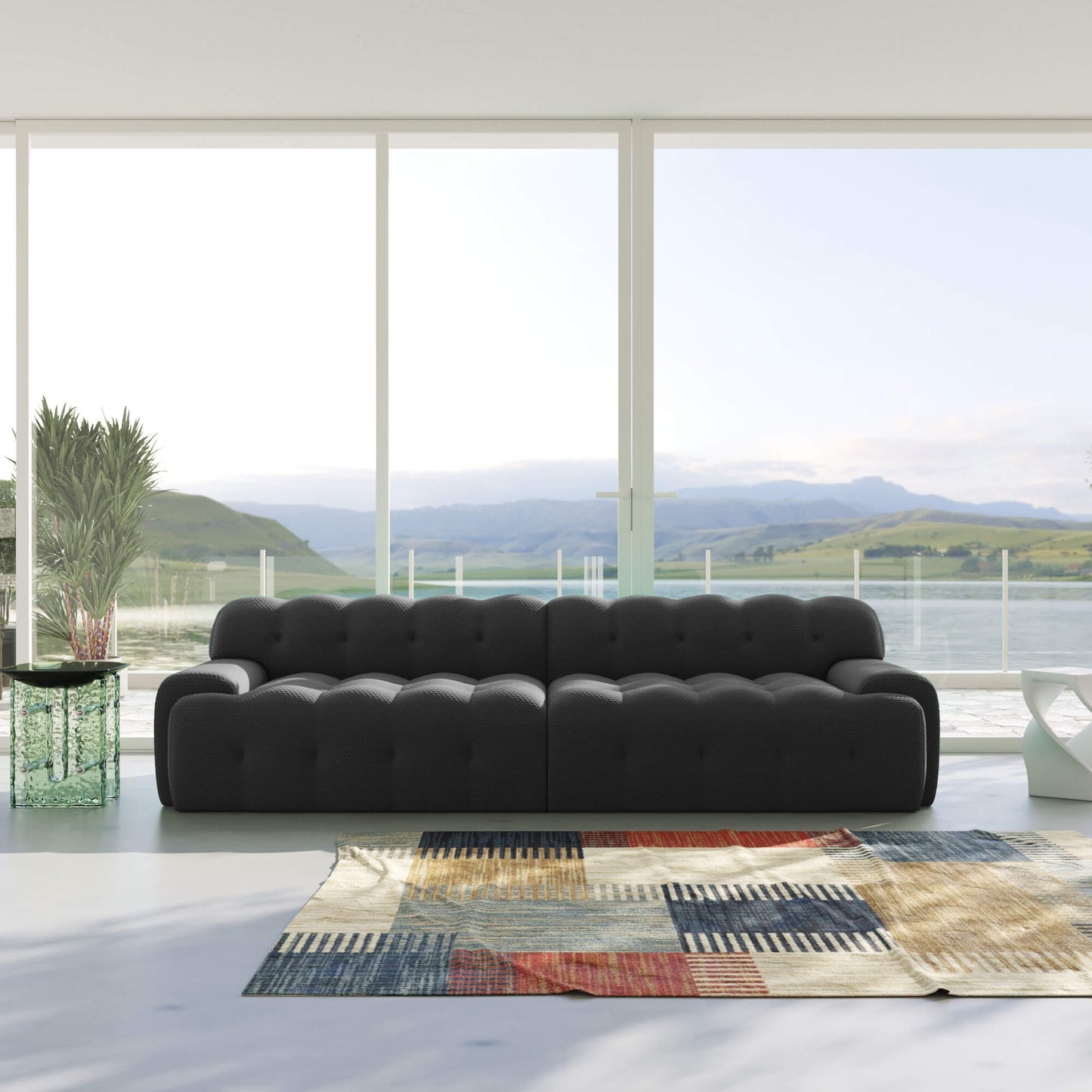 3D‑Knitted Modular Bubble Sofa – 3‑Seater Armless Couch with Ergonomic High‑Density Foam