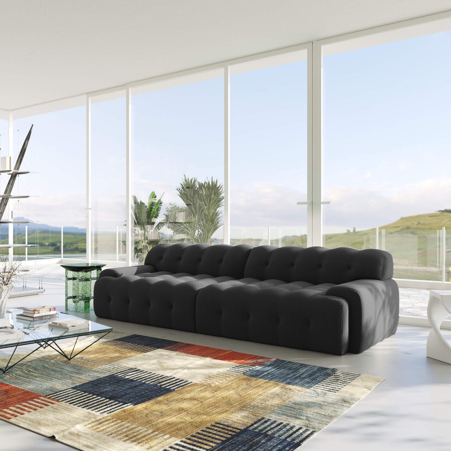3D‑Knitted Modular Bubble Sofa – 3‑Seater Armless Couch with Ergonomic High‑Density Foam
