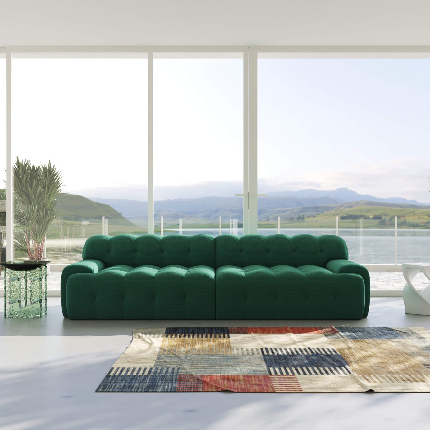 3D‑Knitted Modular Bubble Sofa – 3‑Seater Armless Couch with Ergonomic High‑Density Foam