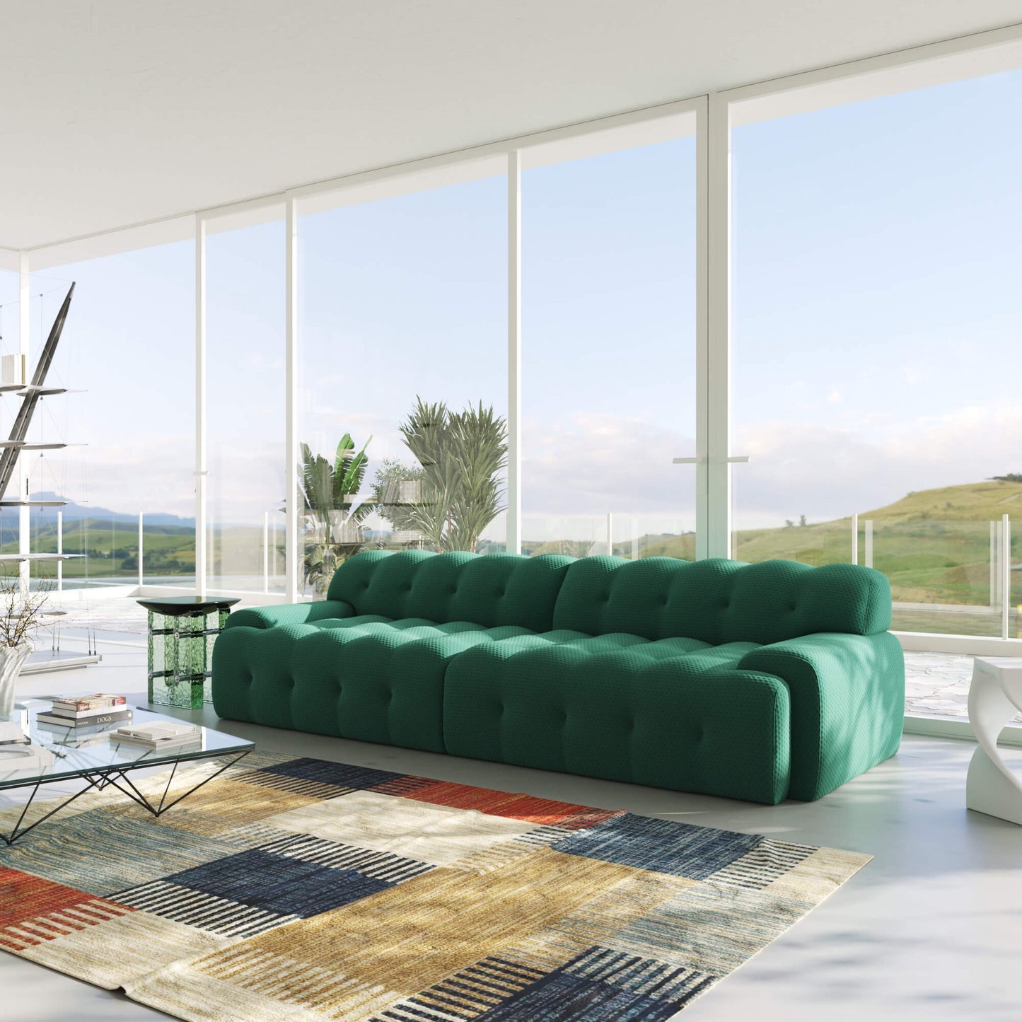 3D‑Knitted Modular Bubble Sofa – 3‑Seater Armless Couch with Ergonomic High‑Density Foam