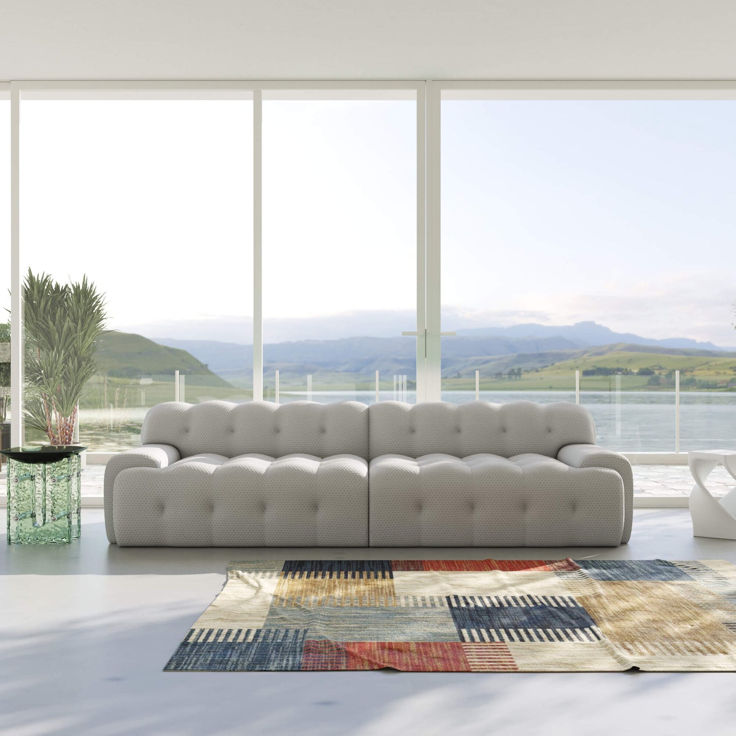 3D‑Knitted Modular Bubble Sofa – 3‑Seater Armless Couch with Ergonomic High‑Density Foam