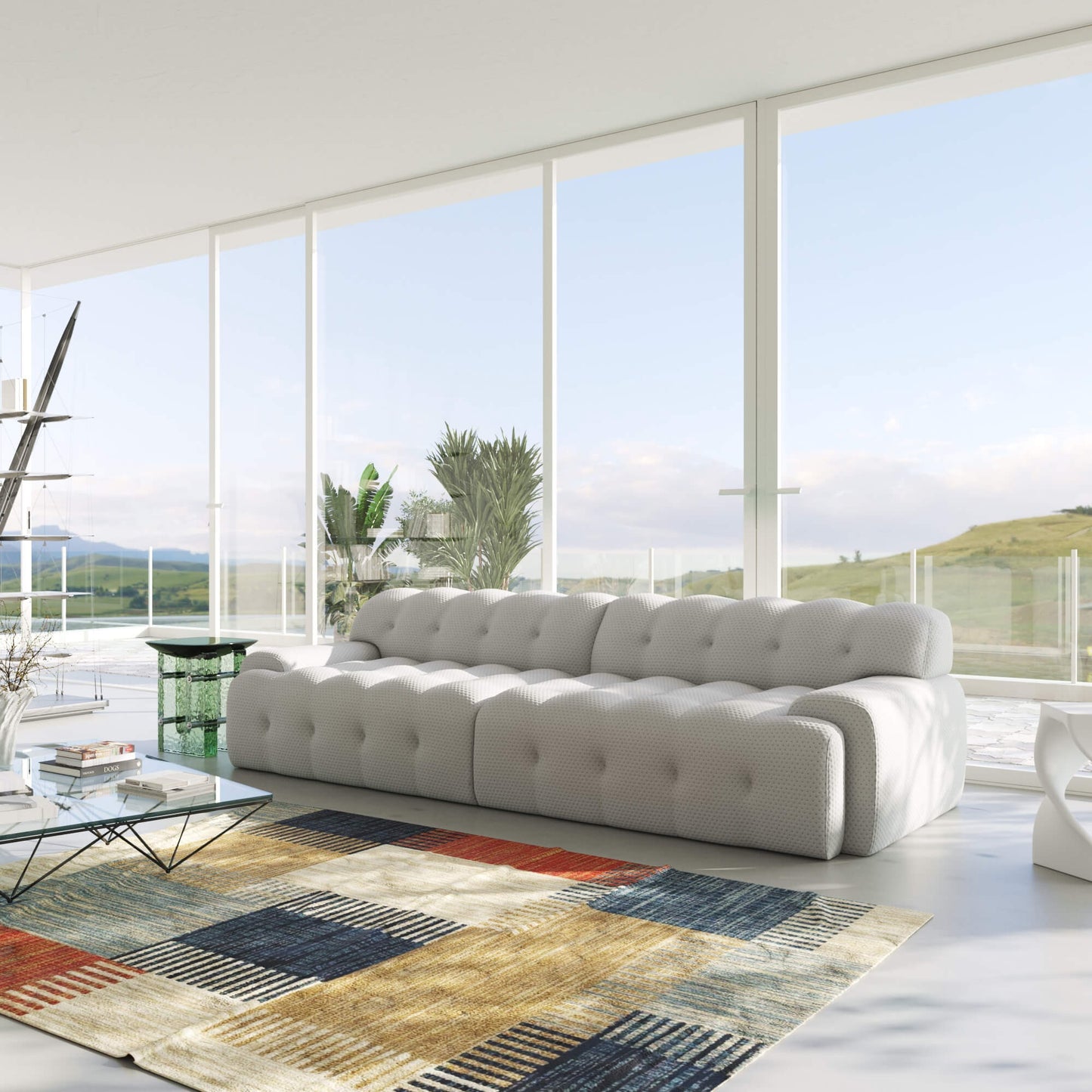 3D‑Knitted Modular Bubble Sofa – 3‑Seater Armless Couch with Ergonomic High‑Density Foam