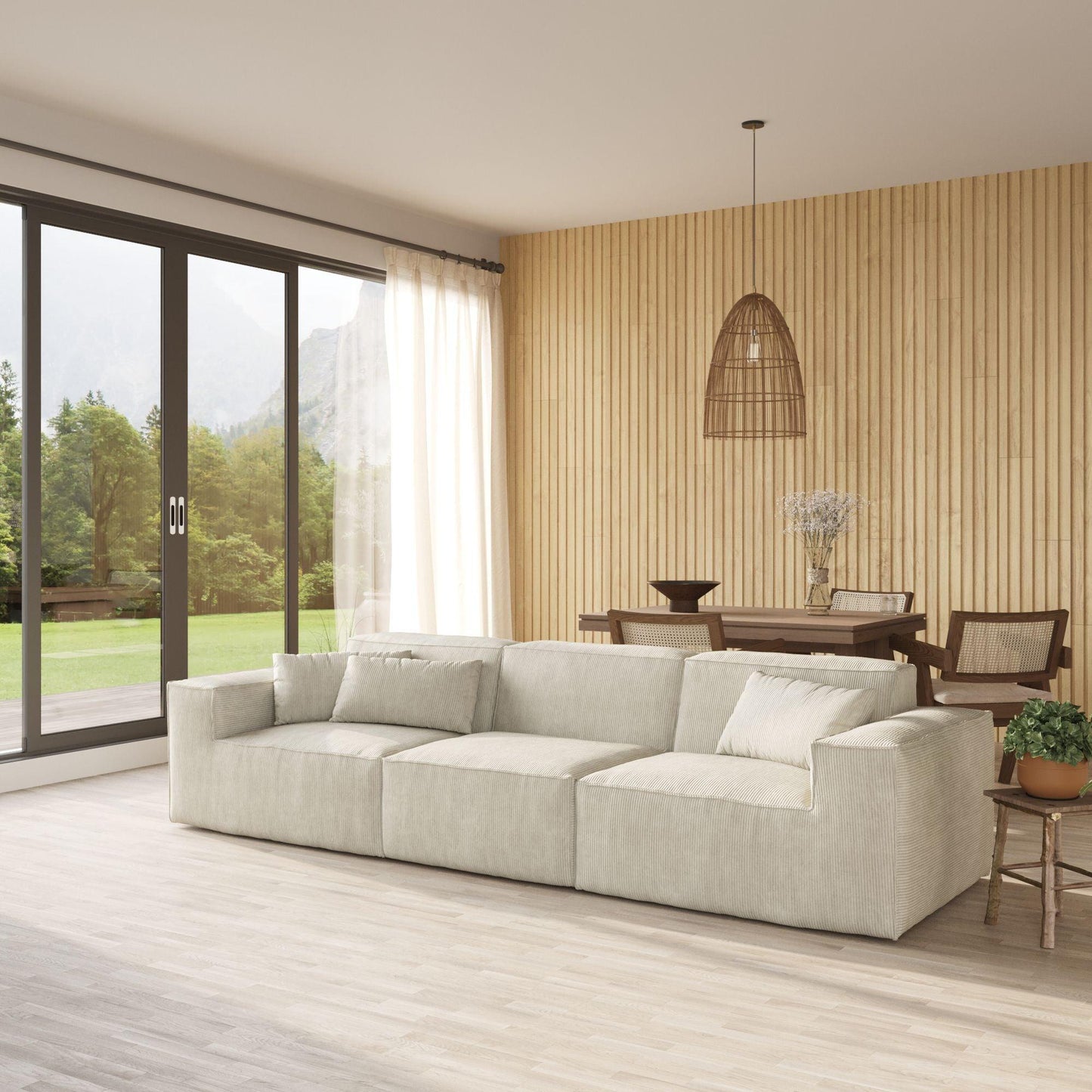 3-Seater Corduroy Sectional Sofa | Wendy - Divan Dreams