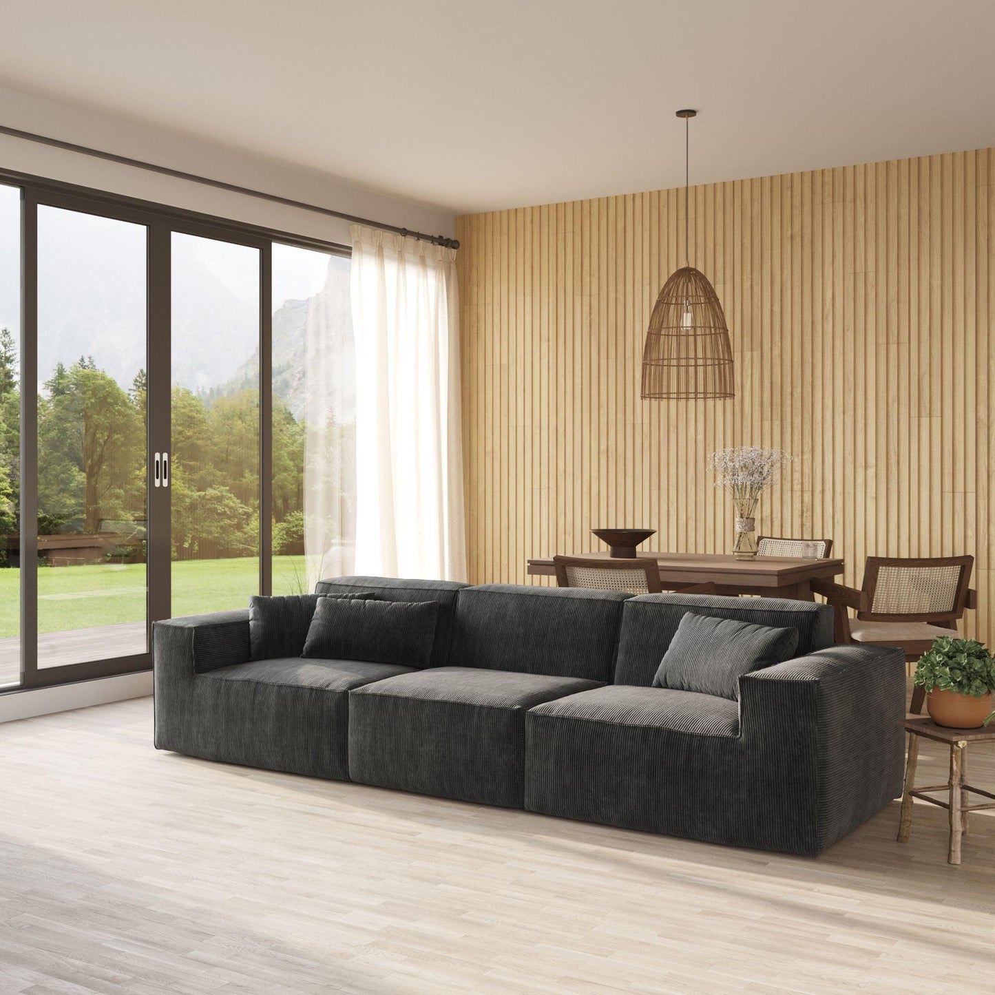 3-Seater Corduroy Sectional Sofa | Wendy - Divan Dreams