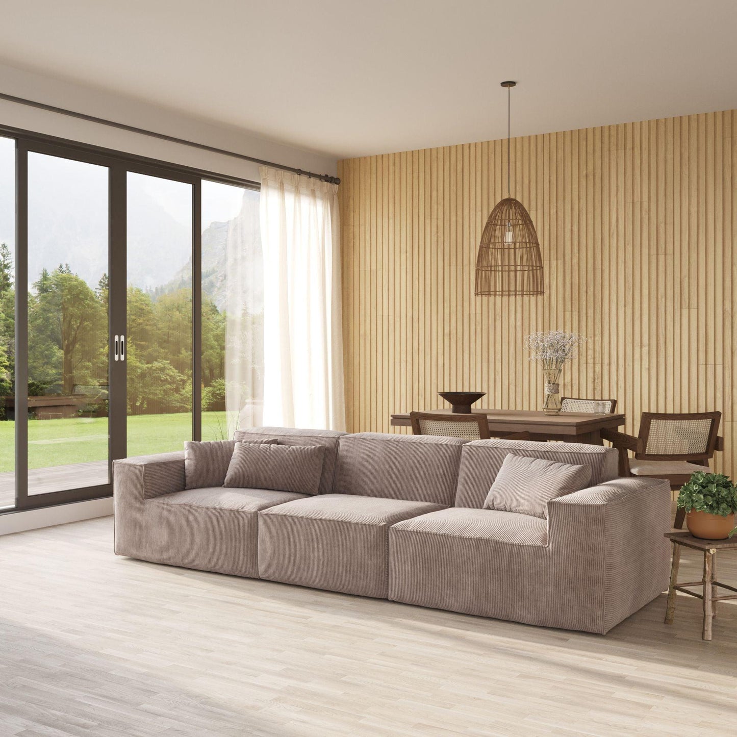 3-Seater Corduroy Sectional Sofa | Wendy - Divan Dreams