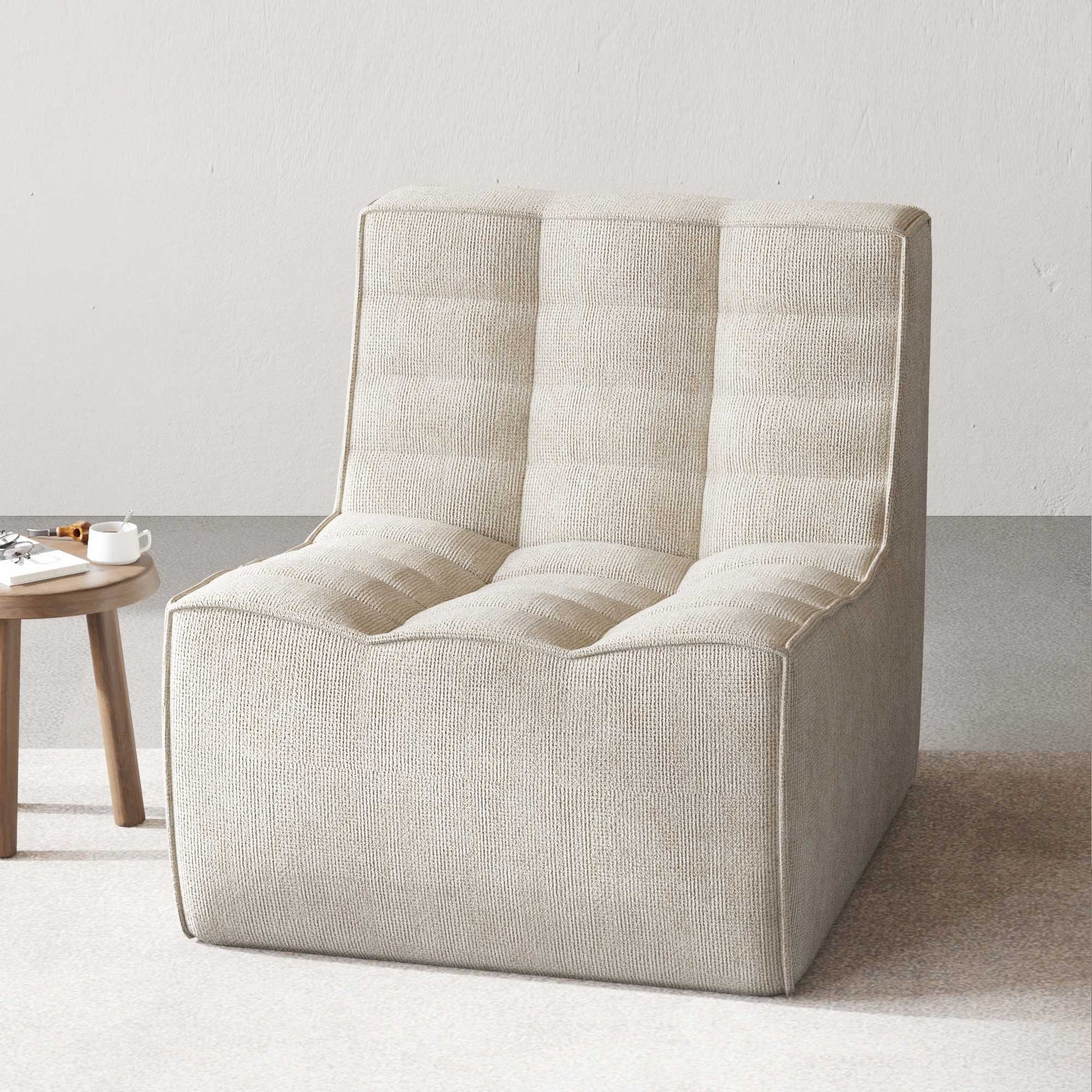 Khaki waffle style floor armchair