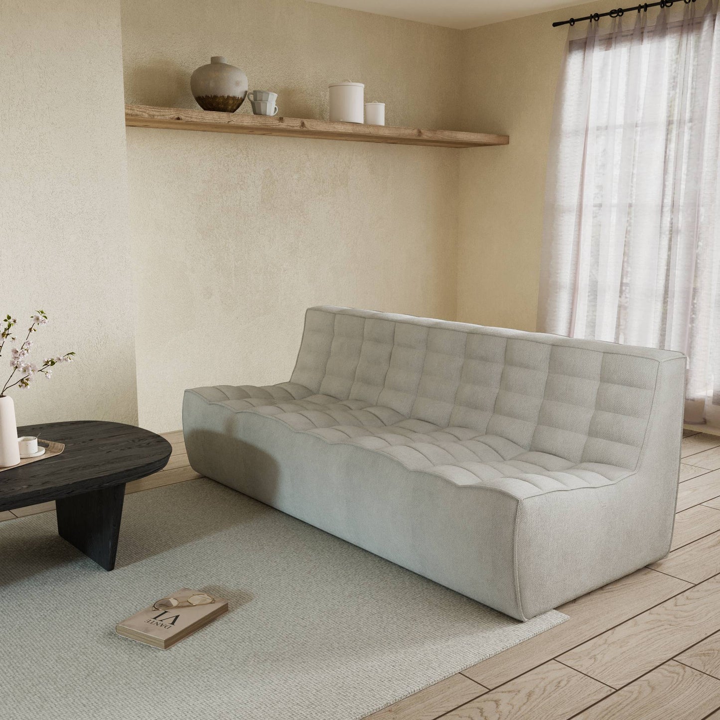 A waffle floor 3-seater sofa in a living room
