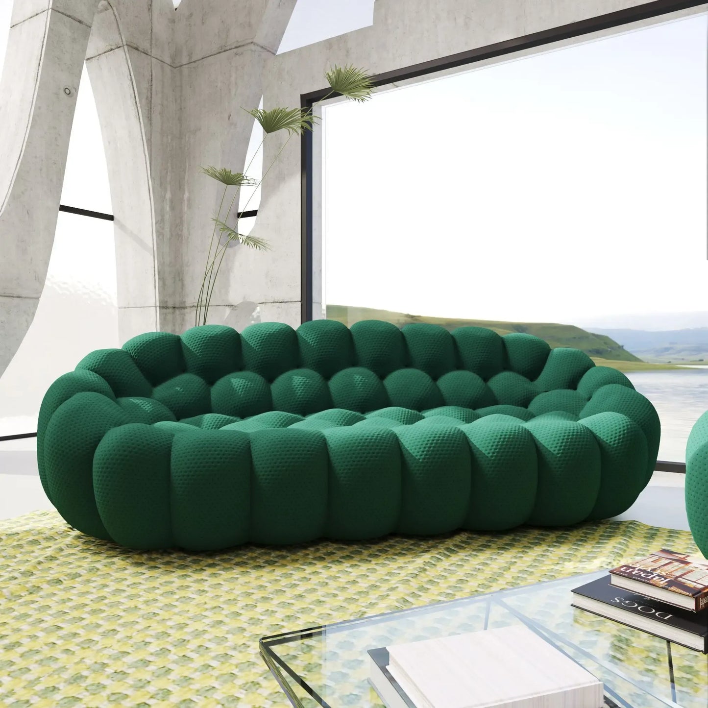 3D-Knitted Modular Bubble Sofa Sleeper – Ergonomic 3-Seater Couch with Deep Cushions & No Assembly