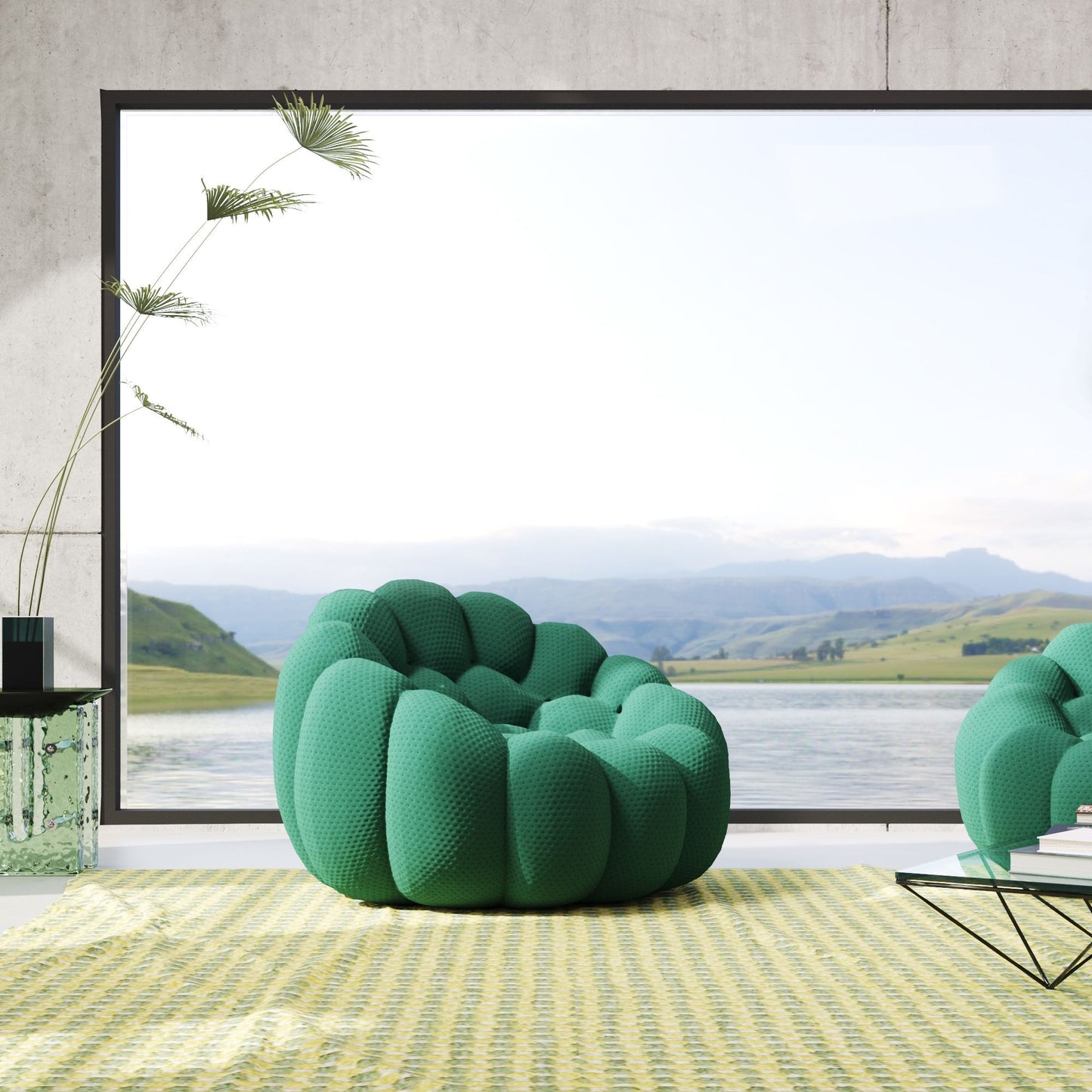 3D-Knitted Modular Bubble Armchair – Ergonomic Accent Chair with Deep Cushions & No Assembly