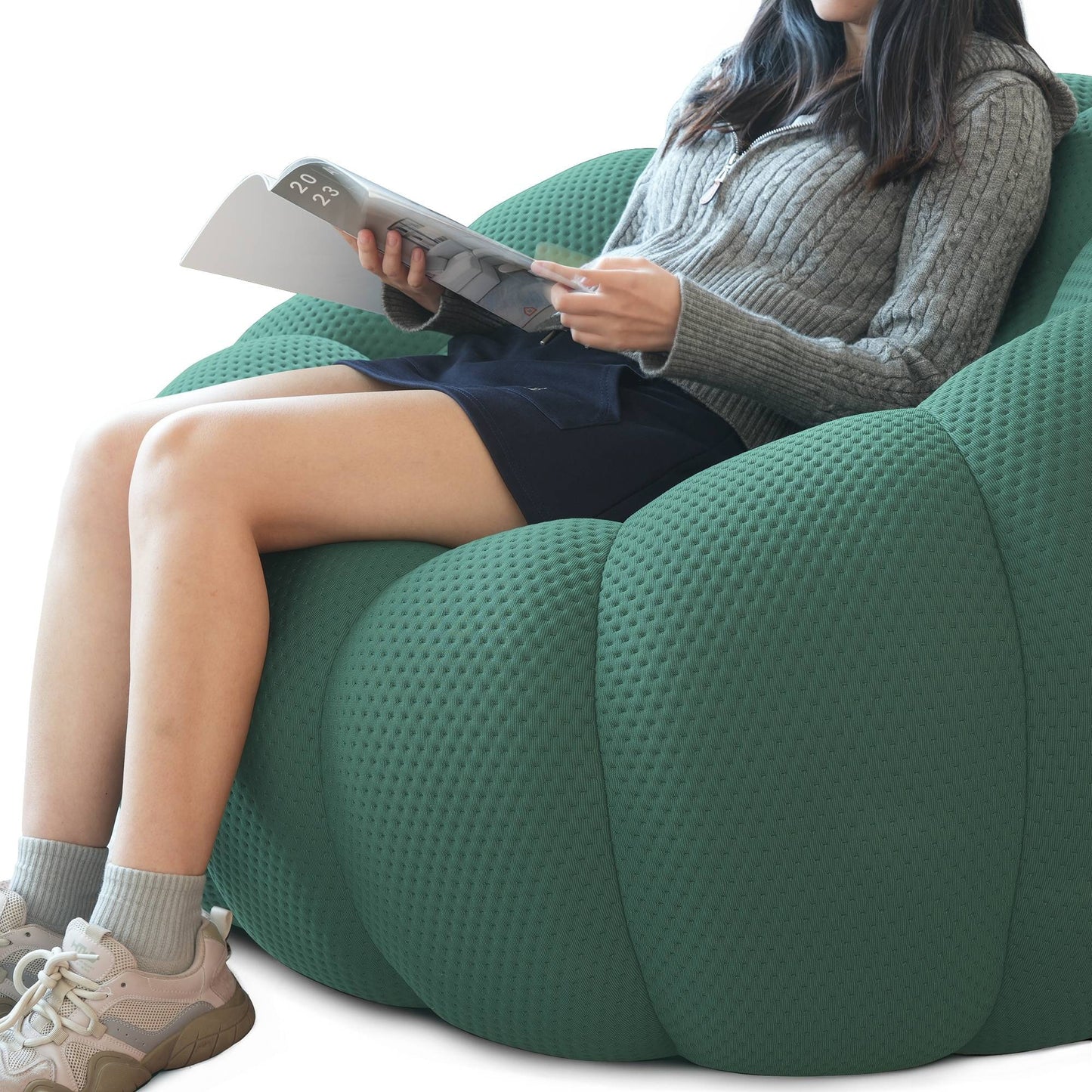 3D-Knitted Modular Bubble Sofa Sleeper – Ergonomic 3-Seater Couch with Deep Cushions & No Assembly
