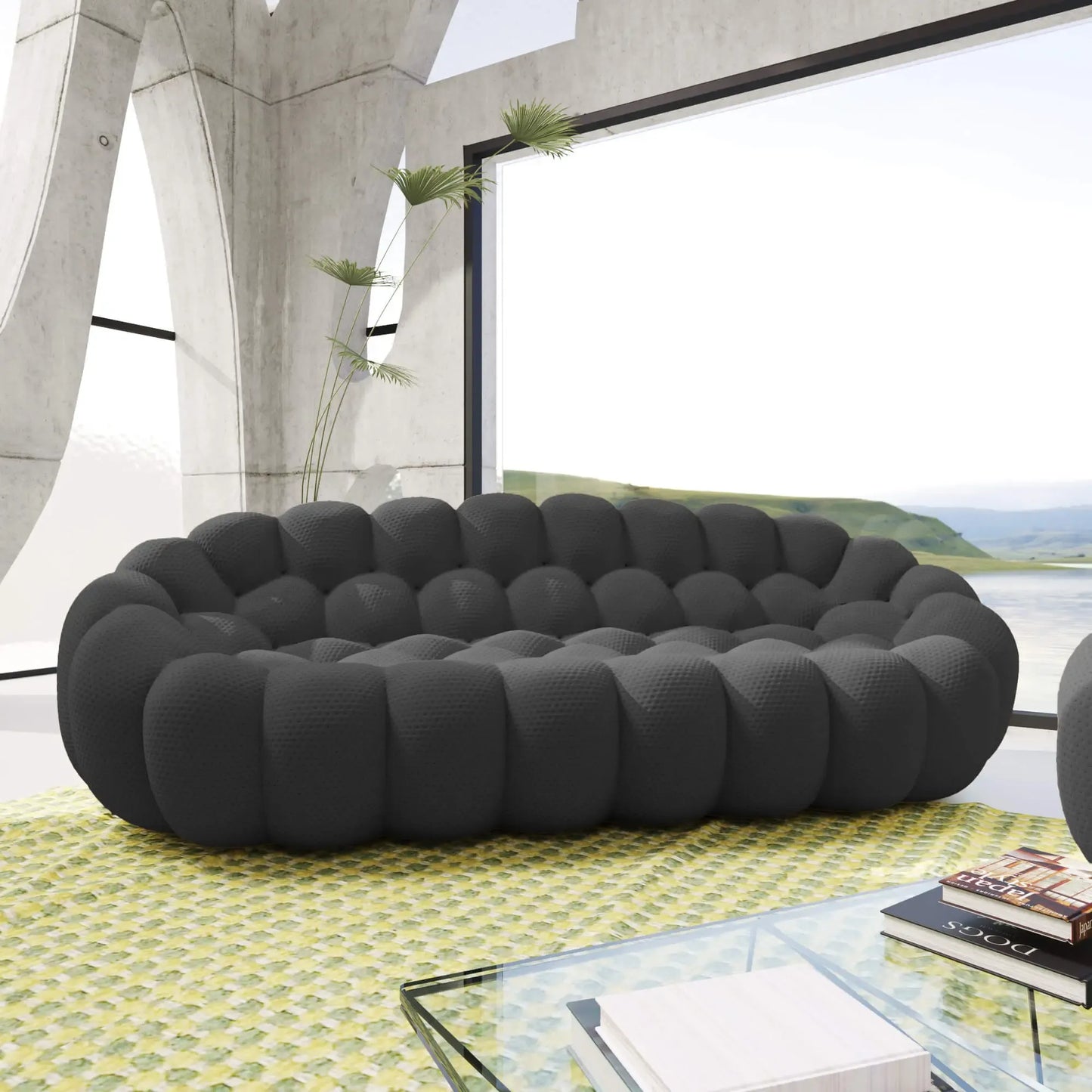 3D-Knitted Modular Bubble Sofa Sleeper – Ergonomic 3-Seater Couch with Deep Cushions & No Assembly