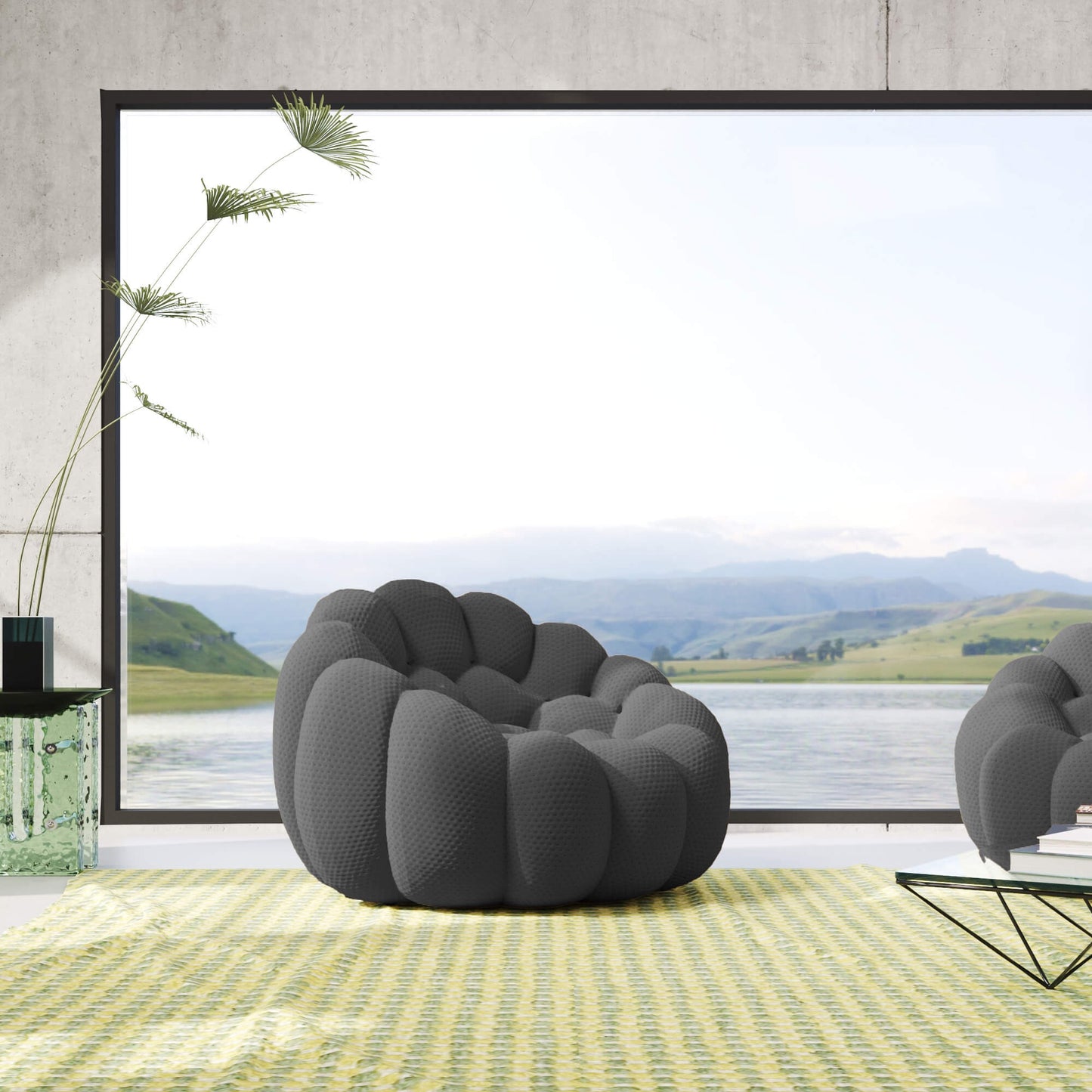 3D-Knitted Modular Bubble Armchair – Ergonomic Accent Chair with Deep Cushions & No Assembly