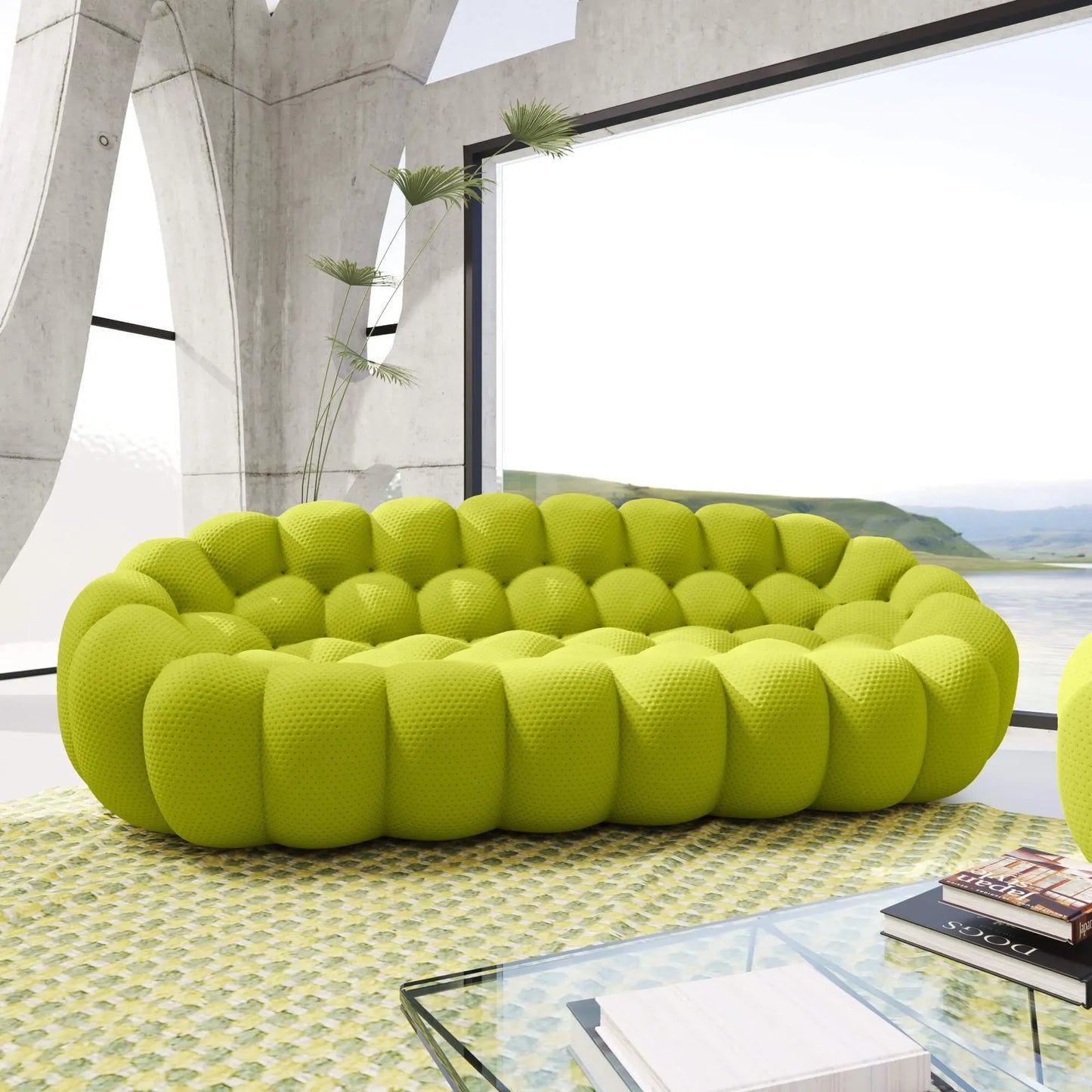 3D-Knitted Modular Bubble Sofa Sleeper – Ergonomic 3-Seater Couch with Deep Cushions & No Assembly
