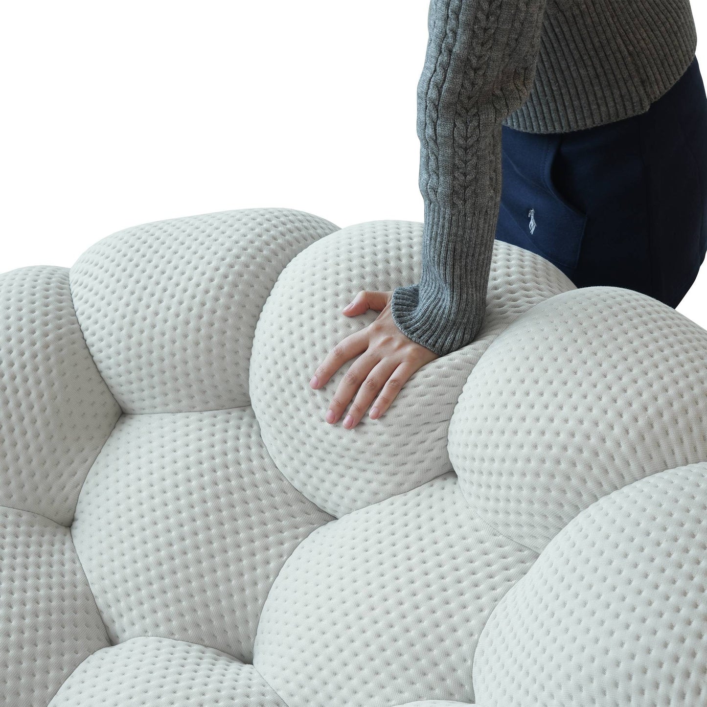 3D-Knitted Modular Bubble Sofa Sleeper – Ergonomic 3-Seater Couch with Deep Cushions & No Assembly