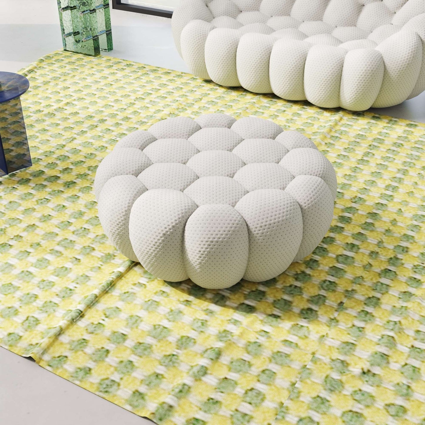 3D-Knitted Modular Bubble Ottoman – Ergonomic Pouf with Deep Cushions & No Assembly