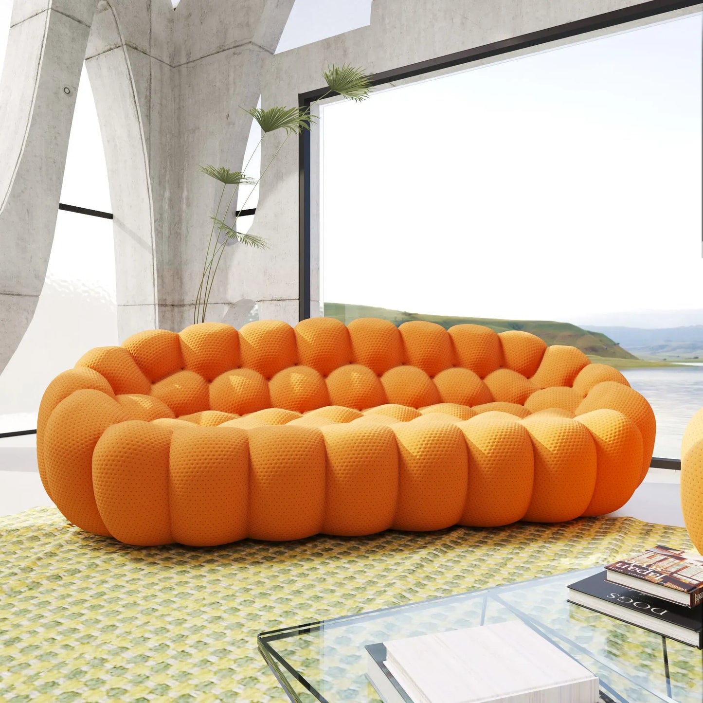 3D-Knitted Modular Bubble Sofa Sleeper – Ergonomic 3-Seater Couch with Deep Cushions & No Assembly