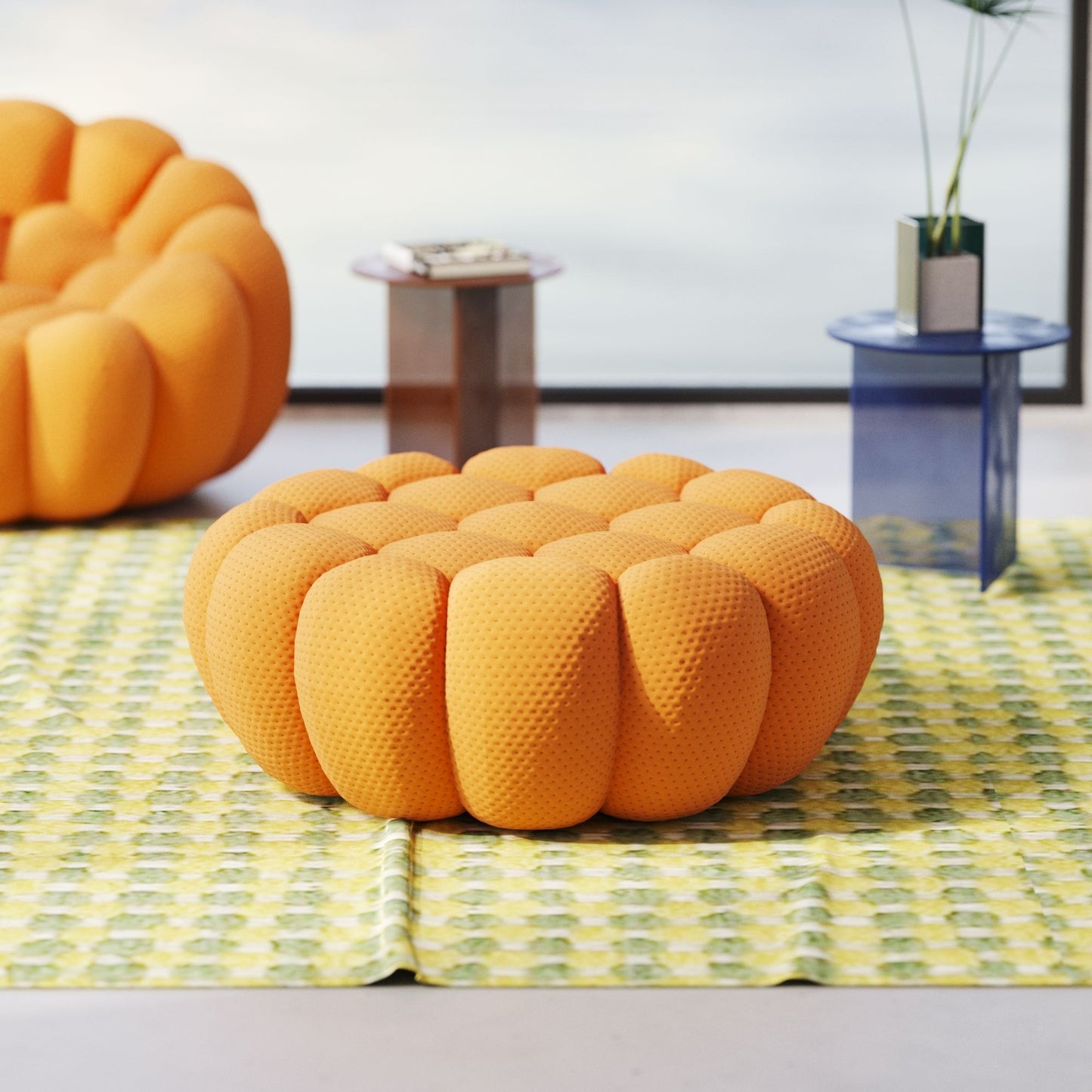 3D-Knitted Modular Bubble Ottoman – Ergonomic Pouf with Deep Cushions & No Assembly