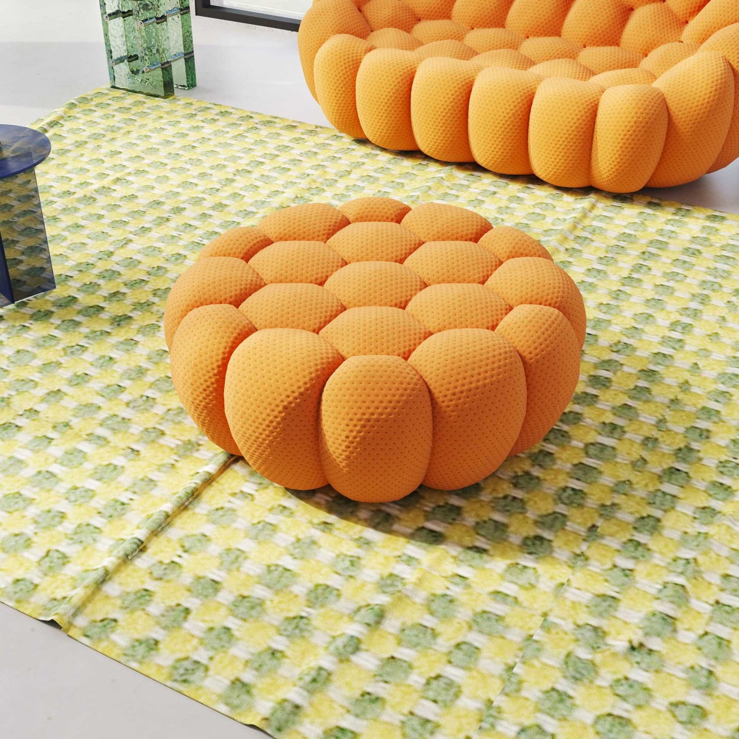 3D-Knitted Modular Bubble Ottoman – Ergonomic Pouf with Deep Cushions & No Assembly