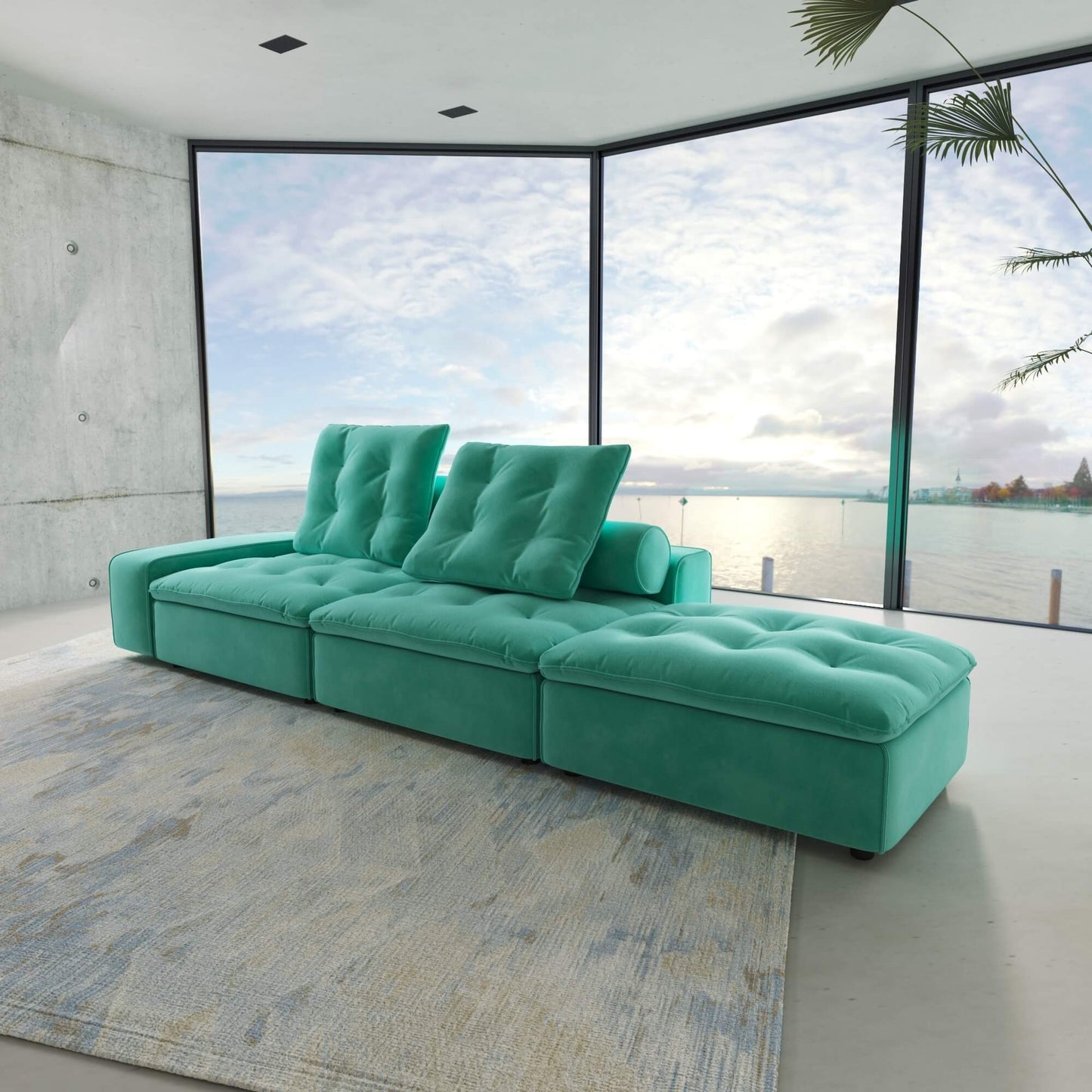 3-Piece Matt Velvet Sectional Sofa with Adjustable Backrest, Anti-scratch and Water-proof Fabric | Brouillard
