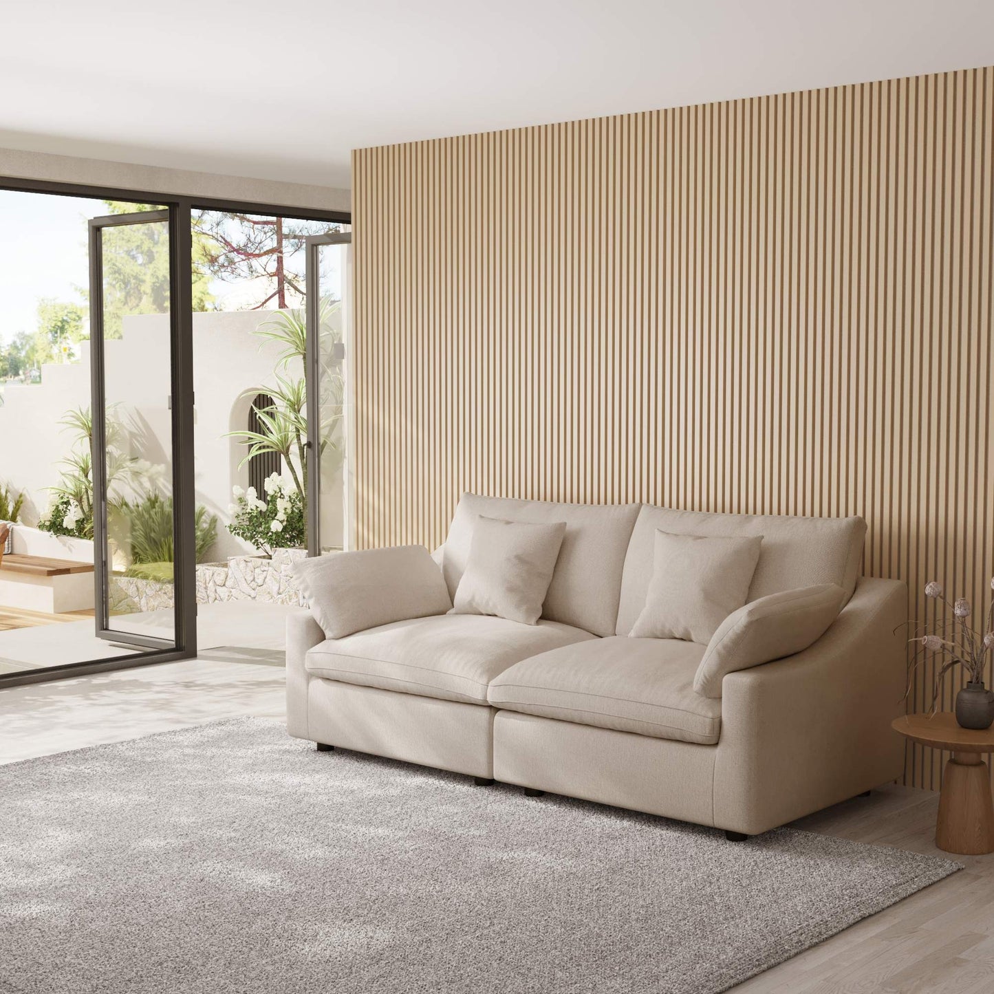 Loveseat Washable Cloud Sectional Sofa with Removable Cushions and Pillow Covers | Nephele