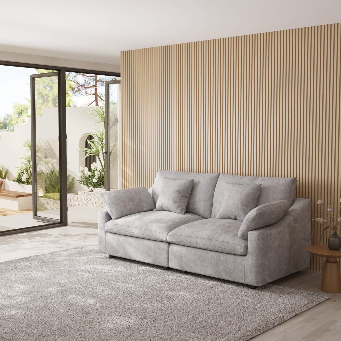 Loveseat Washable Cloud Sectional Sofa with Removable Cushions and Pillow Covers | Nephele