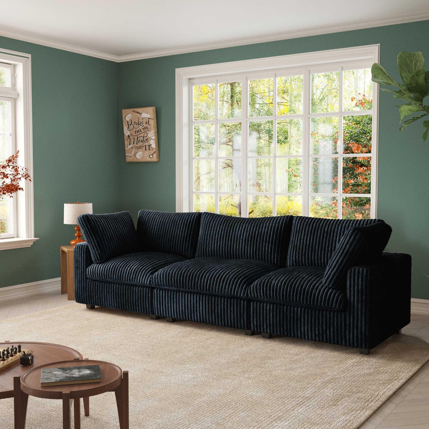 3-Seater Faux Rabbit Fur Sectional Sofa | Velveteen - Divan Dreams