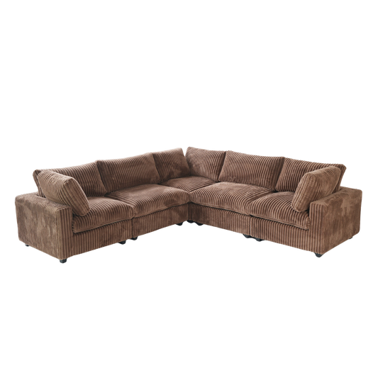 Brown corner sectional sofa on a white background