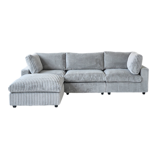 Gray L-shaped sectional sofa on a white background