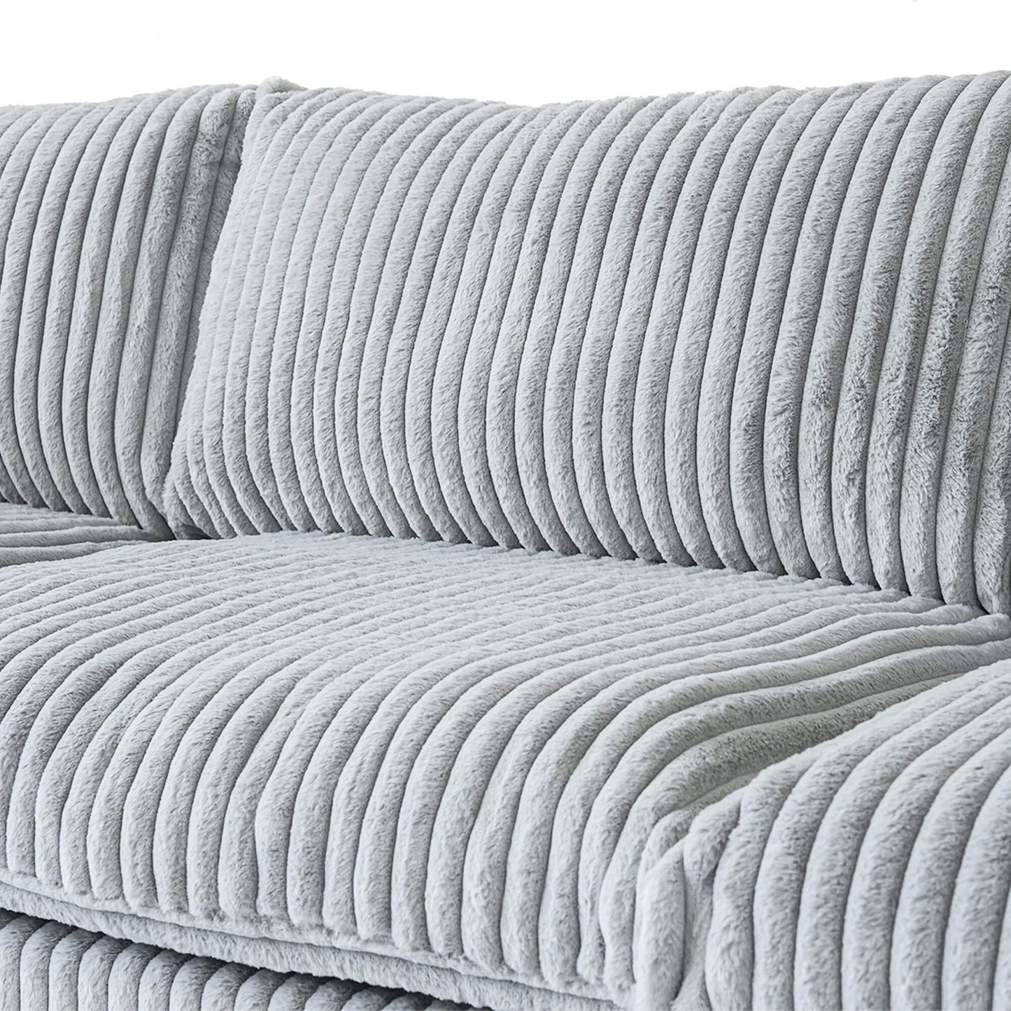 3-Seater Faux Rabbit Fur Sectional Sofa with Removable Covers | Velveteen