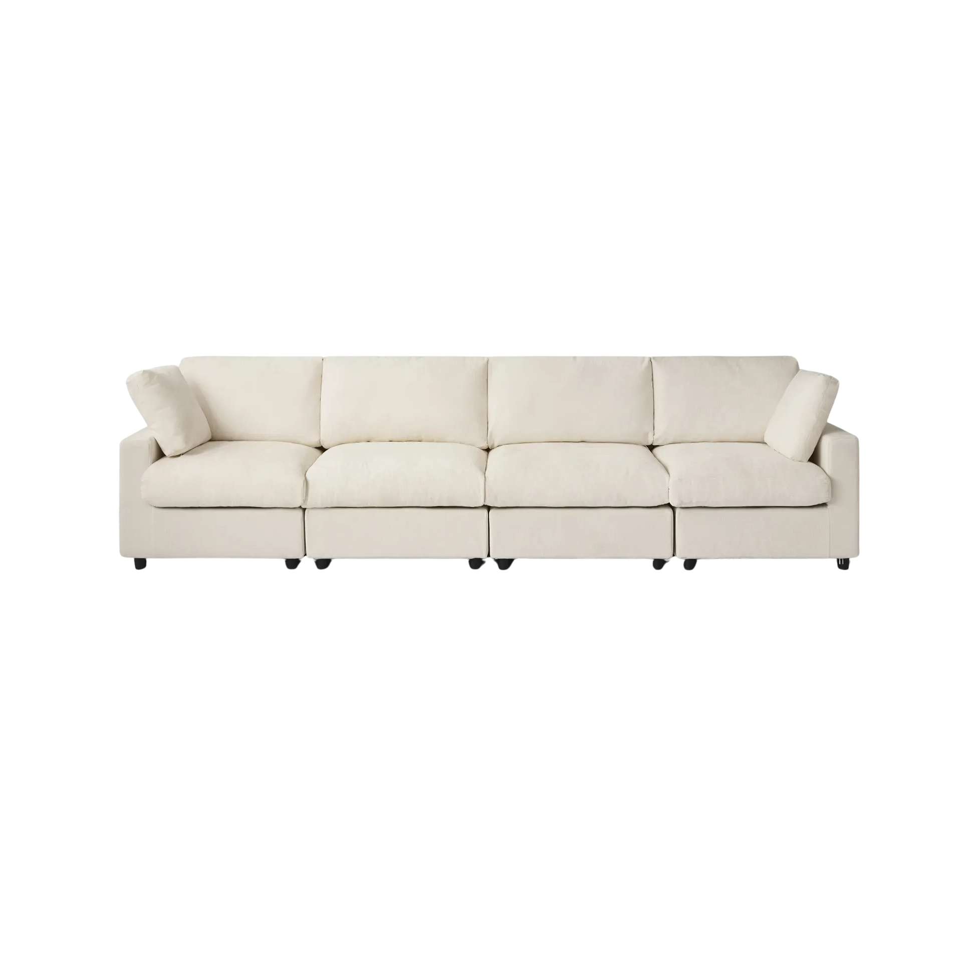 Beige 4-seater sectional sofa on a white background