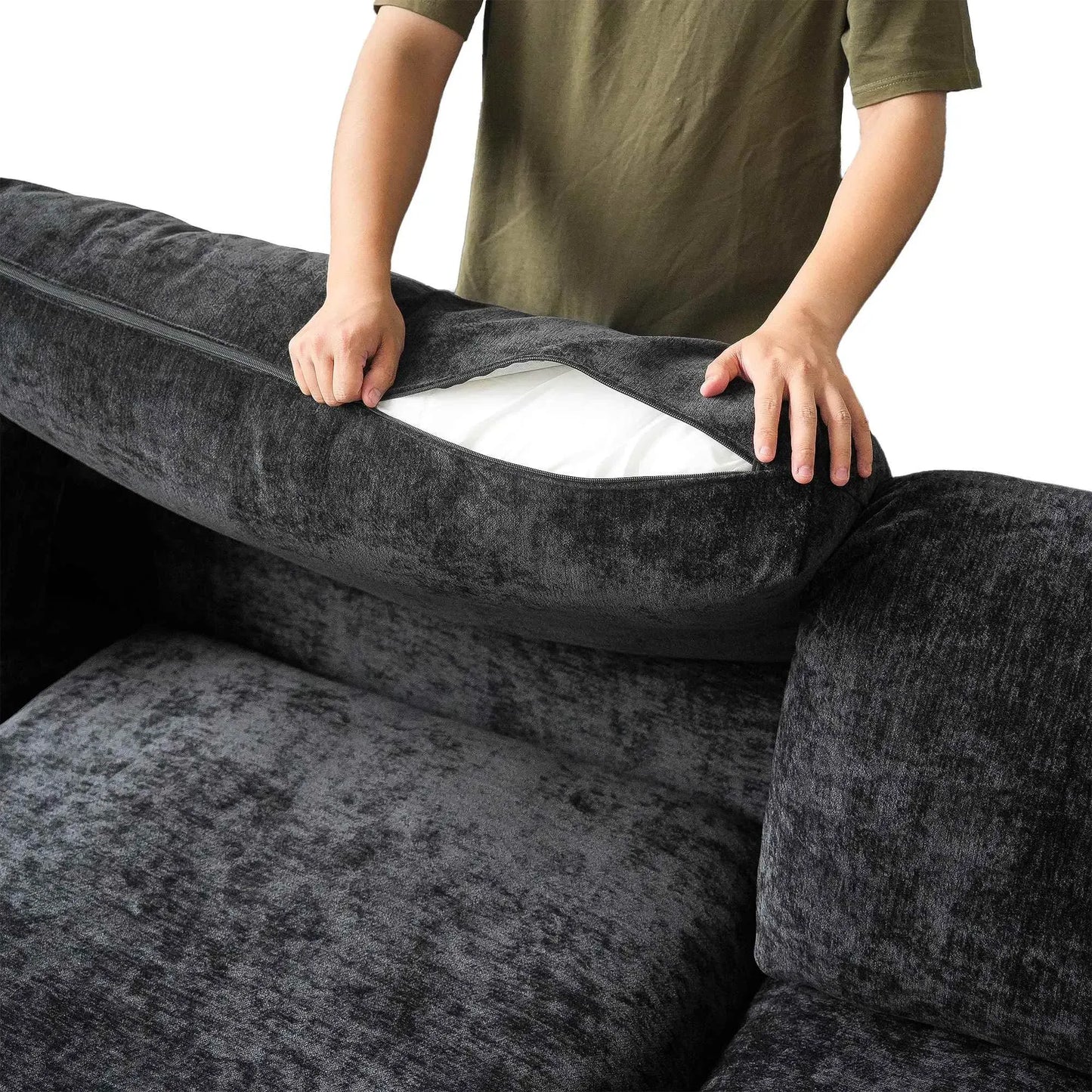 U-Shaped Chenille and Linen Washable Sectional Sofa | Classica