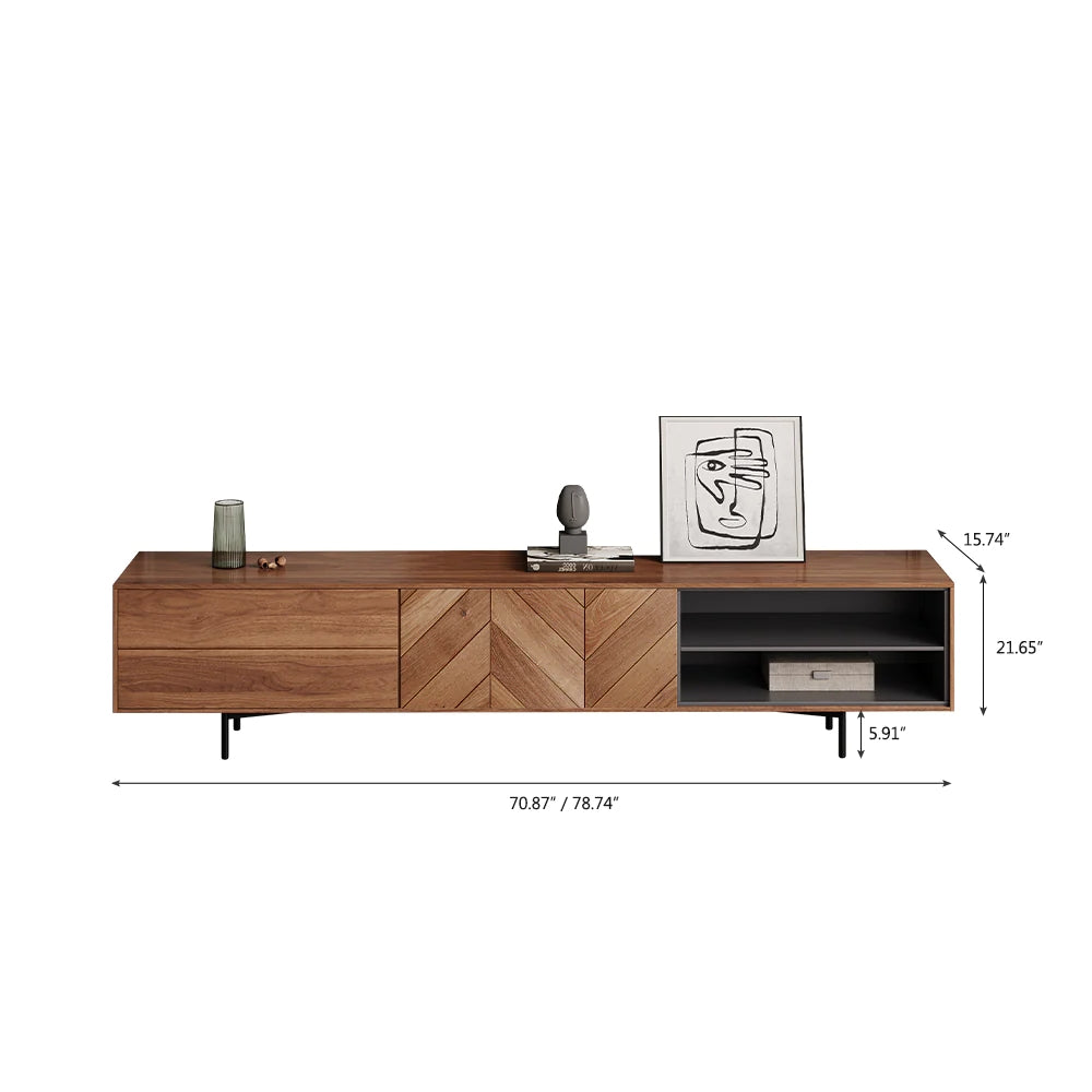 Mid-century Modern TV Stand, MDF, Walnut Color Entertainment Center