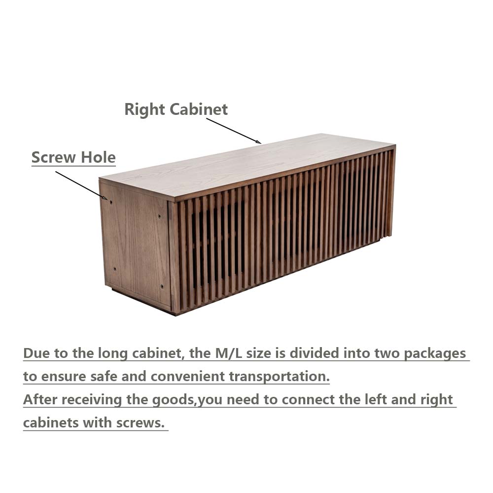 Minimalist TV Stand, Wood Slatted Entertainment Center Media Console, Mid-Century Modern TV Console
