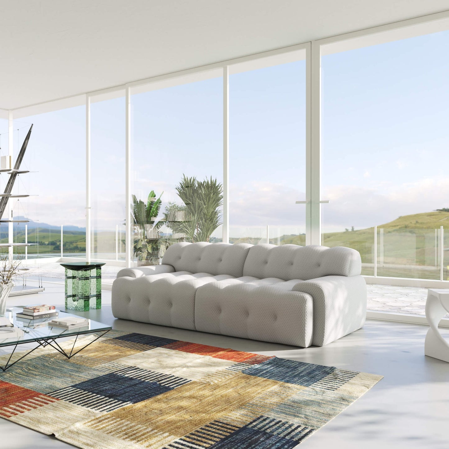 3D‑Knitted Modular Bubble Loveseat – 2‑Seater Armless Couch with Ergonomic High‑Density Foam