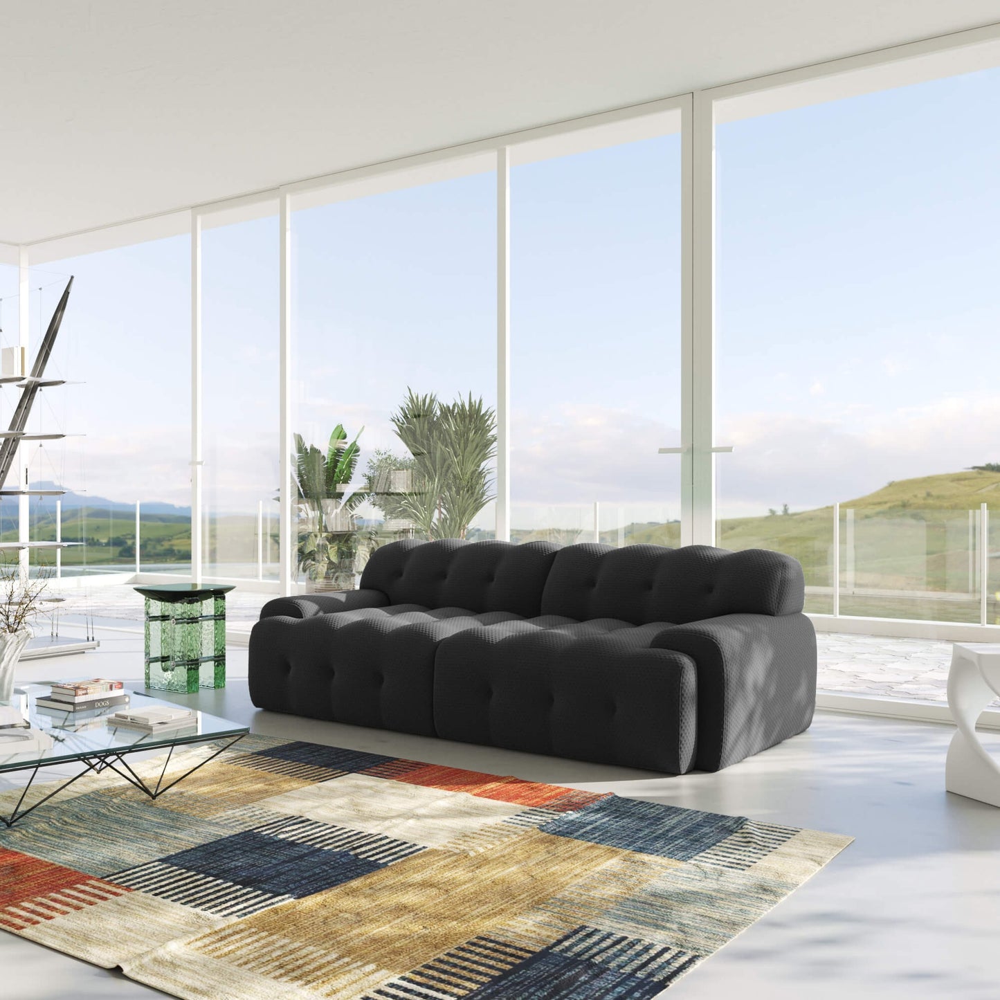 3D‑Knitted Modular Bubble Loveseat – 2‑Seater Armless Couch with Ergonomic High‑Density Foam
